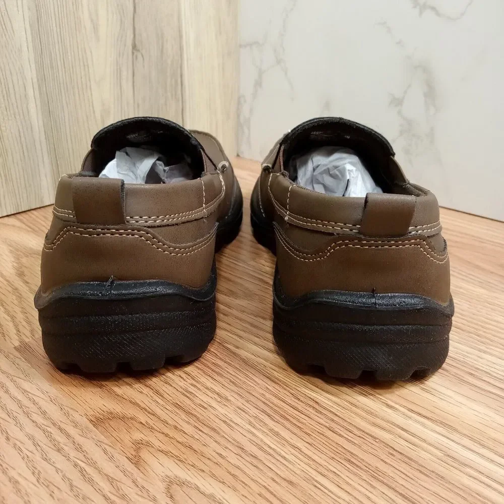 Deer Stags Boys‎ Sz 4M EU 36 Zesty Brown Slip On Loafers Faux Leather